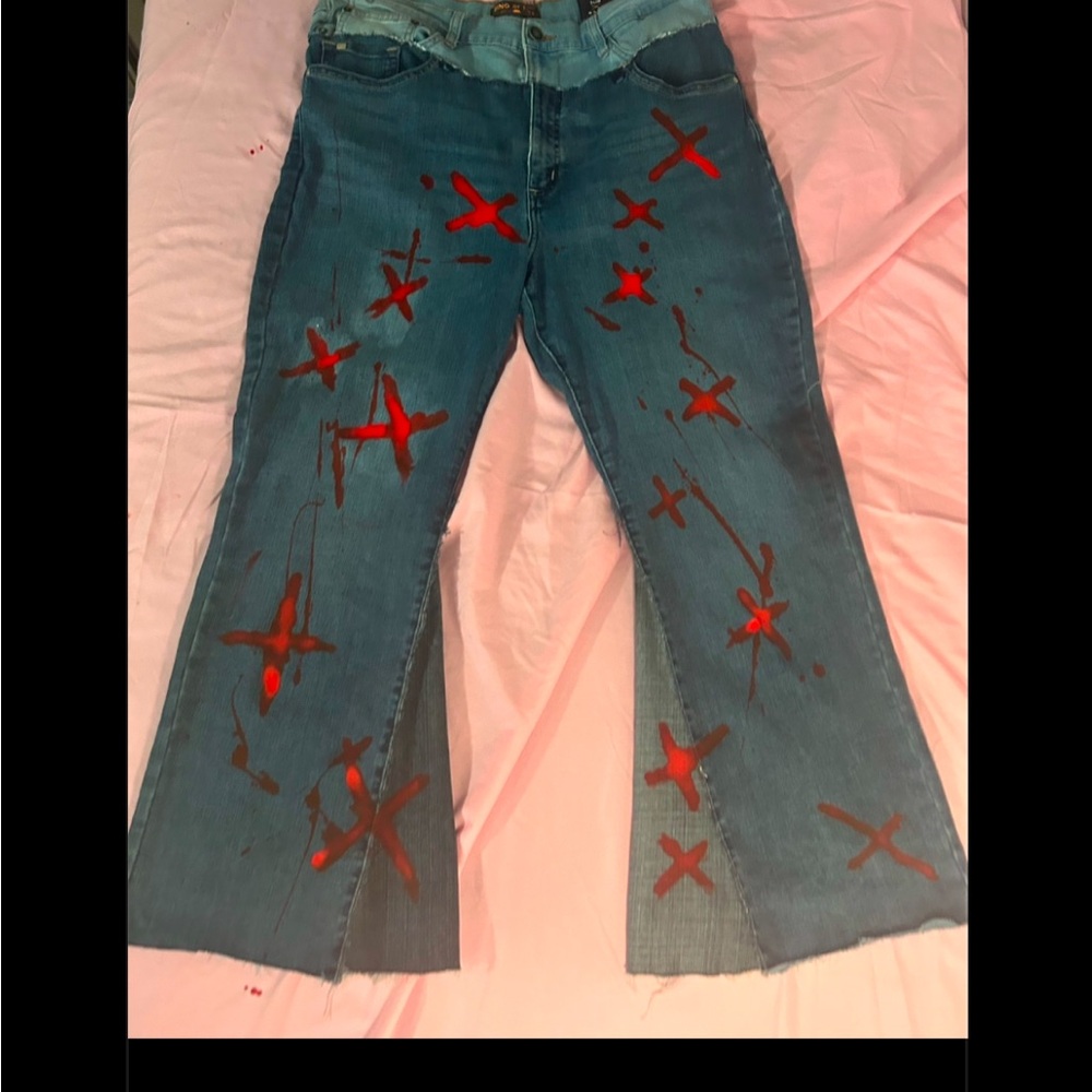 1 of 1 red paint denim made by me